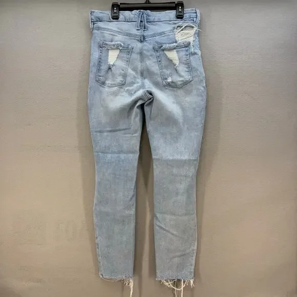 Good American Jean's Women's 6/28 Light Blue Ankle Skinny Raw Hem Preppy - Picture 2 of 15